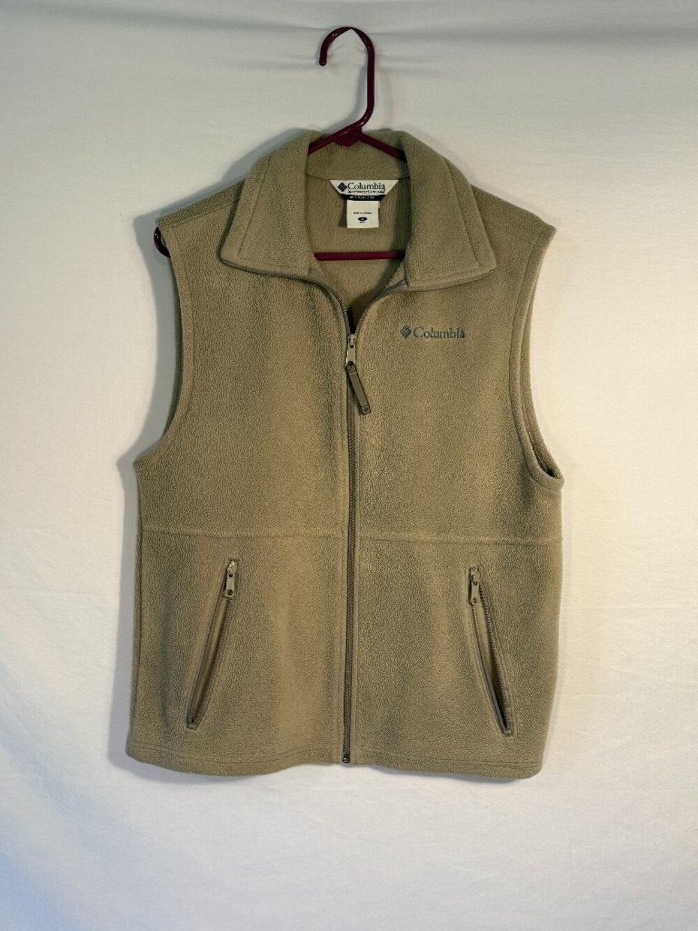 Columbia Tan Fleece Vest Full Zip Mens S Sleeveless Outdoor